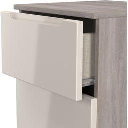 Crowndale Milan 3 Drawer Kashmir Gloss and Grey Oak Bedside Cabinet Ready Assembled - Kashmir Gloss & Grey Oak - Wilko - thumbnail 5