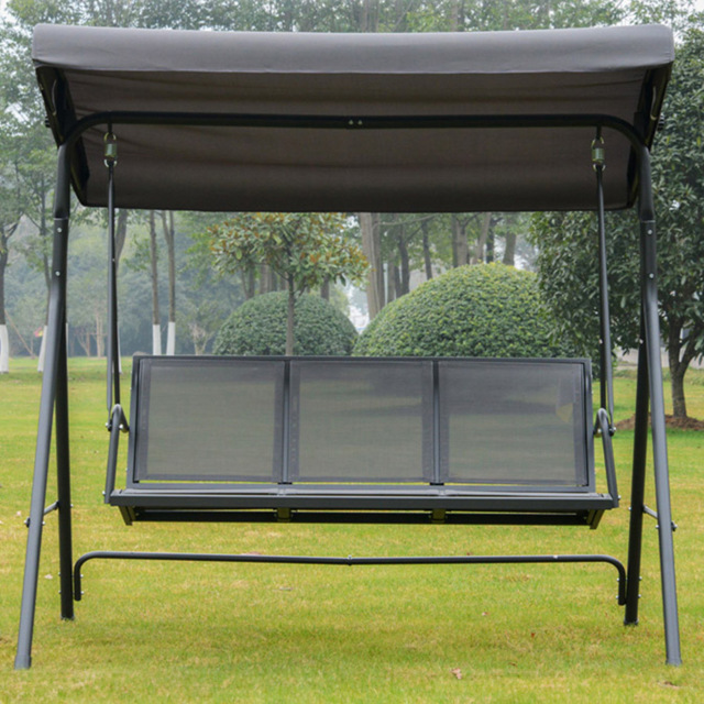 Outsunny 3 Seater Grey Garden Swing Chair with Canopy - Wilko - image 1