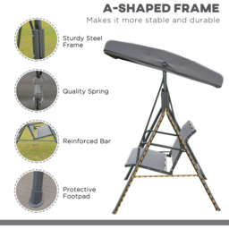 Outsunny 3 Seater Grey Garden Swing Chair with Canopy - Wilko - thumbnail 5