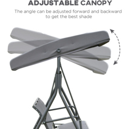 Outsunny 3 Seater Grey Garden Swing Chair with Canopy - Wilko - thumbnail 6