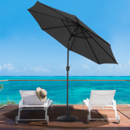 Living and Home Black Round Crank Tilt Parasol with Rattan Effect Round Base 3m - Wilko - thumbnail 7