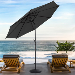 Living and Home Black Round Crank Tilt Parasol with Rattan Effect Round Base 3m - Wilko - thumbnail 3