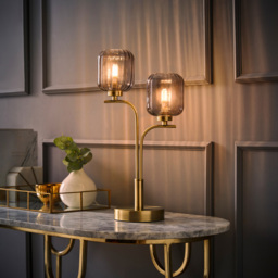 ValueLights Amelie 2 Way Ribbed Glass Gold Stem LED Table Lamp - Size: 40 x 28 x 15cm - Wilko - thumbnail 7
