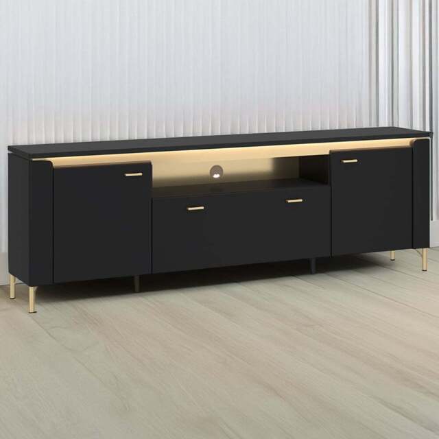 Furniture To Go Genoa 2 Door Single Drawer Black TV Cabinet - Wilko - image 1
