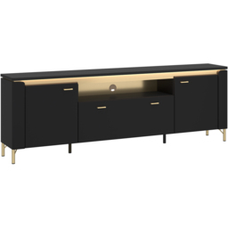 Furniture To Go Genoa 2 Door Single Drawer Black TV Cabinet - Wilko - thumbnail 3