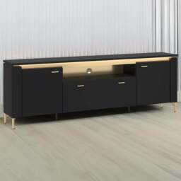Furniture To Go Genoa 2 Door Single Drawer Black TV Cabinet - Wilko