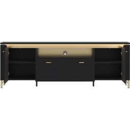 Furniture To Go Genoa 2 Door Single Drawer Black TV Cabinet - Wilko - thumbnail 4