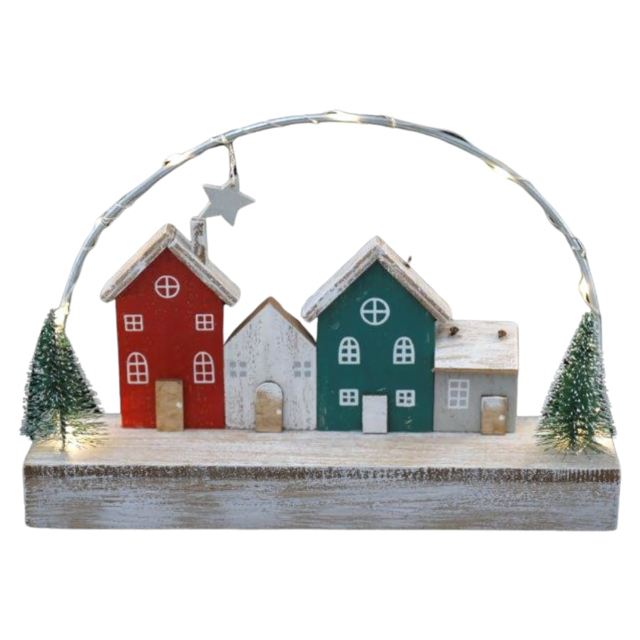 Marco Paul Christmas Led Houses With Tree Decoration - Size: 25 x 18 x 5cm - Multi - Wilko - image 1