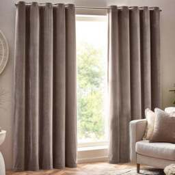 Yard Greige Heavy Chenille Velvet Eyelet Curtain 229 x 183cm - Size: W 183 x D 229cm - Grey - Yard Living - Wilko - thumbnail 1