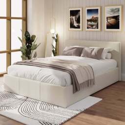 GFW Small Double Natural Hopsack Fabric End Lift Ottoman Bed with Memory Pocket Spring Mattress - Wilko - thumbnail 1