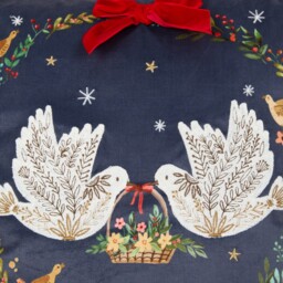 Turtle Doves Embellished Cushion Navy - Wilko - thumbnail 4
