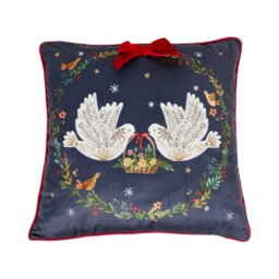 Turtle Doves Embellished Cushion Navy - Wilko - thumbnail 1