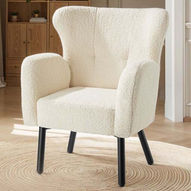 Tectake Vanersborg Padded Boucle Armchair - Size: Single - Cream - Wilko - image 1