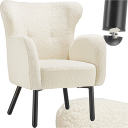 Tectake Vanersborg Padded Boucle Armchair - Size: Single - Cream - Wilko - thumbnail 3