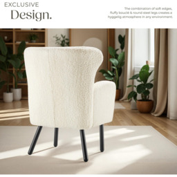 Tectake Vanersborg Padded Boucle Armchair - Size: Single - Cream - Wilko - thumbnail 5