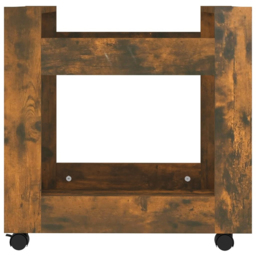 vidaXL 2 Shelf Smoked Oak Wooden Desk Trolley - Size: 60 x 60 x 45cm - Brown - Wilko - thumbnail 6