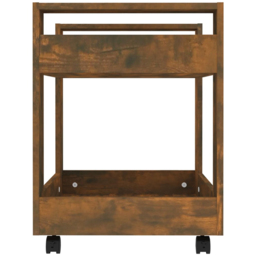 vidaXL 2 Shelf Smoked Oak Wooden Desk Trolley - Size: 60 x 60 x 45cm - Brown - Wilko - thumbnail 5