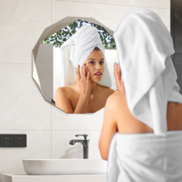Costway Silver Polished Frameless Wall Mounted Mirror - Size: 92 x 92 x 11cm - Wilko - thumbnail 4