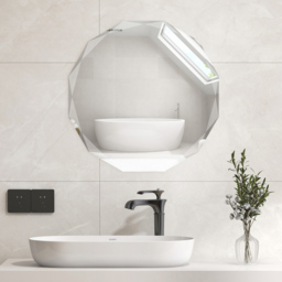 Costway Silver Polished Frameless Wall Mounted Mirror - Size: 92 x 92 x 11cm - Wilko - thumbnail 5