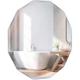 Costway Silver Polished Frameless Wall Mounted Mirror - Size: 92 x 92 x 11cm - Wilko - thumbnail 1