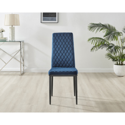 Furniturebox Solo Valera Velvet 4 Seater Dining Set Navy Blue - Wilko - thumbnail 7