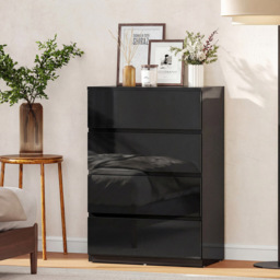 Portland 4 Drawer High Gloss Black Chest of Drawers - Wilko - thumbnail 5