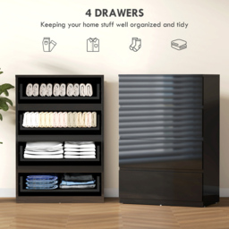 Portland 4 Drawer High Gloss Black Chest of Drawers - Wilko - thumbnail 6