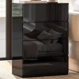 Portland 4 Drawer High Gloss Black Chest of Drawers - Wilko