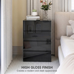 Portland 4 Drawer High Gloss Black Chest of Drawers - Wilko - thumbnail 7