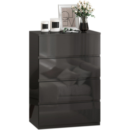 Portland 4 Drawer High Gloss Black Chest of Drawers - Wilko - thumbnail 3
