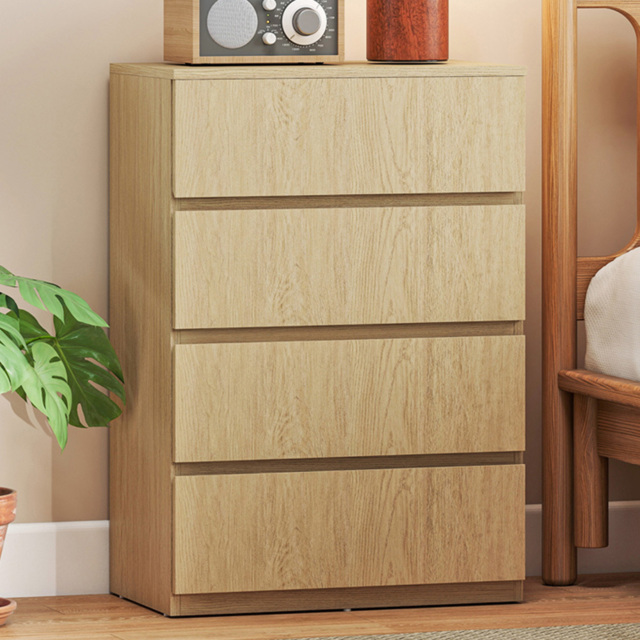 Portland 4 Drawer Natural Bedroom Chest of Drawers - Size: 4 Drawers - Natural wood finish - Wilko - image 1