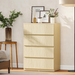 Portland 4 Drawer Natural Bedroom Chest of Drawers - Size: 4 Drawers - Natural wood finish - Wilko - thumbnail 6