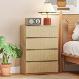 Portland 4 Drawer Natural Bedroom Chest of Drawers - Size: 4 Drawers - Natural wood finish - Wilko - thumbnail 4
