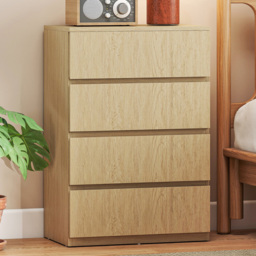 Portland 4 Drawer Natural Bedroom Chest of Drawers - Size: 4 Drawers - Natural wood finish - Wilko