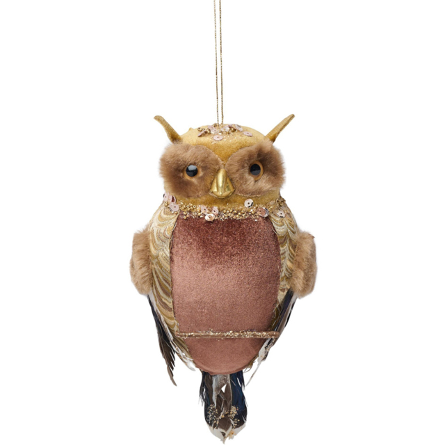 The Seasonal Gift Co Owl with Gold Nose Hanging Christmas Tree Decoration 33cm - Size: 33 x 13 x 6cm - Brown - The Seasonal Gift Co. - Wilko - image 1