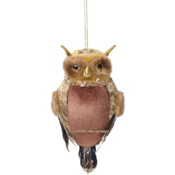 The Seasonal Gift Co Owl with Gold Nose Hanging Christmas Tree Decoration 33cm - Size: 33 x 13 x 6cm - Brown - The Seasonal Gift Co. - Wilko