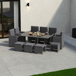 Garden Vida Cuba Rattan 10 Seater Garden Dining Set Grey - Wilko - thumbnail 4