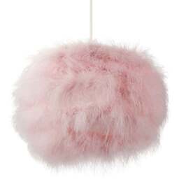 Happy Homewares Pink Feather Decorated Pendant Shade - Size: 20 x 25 x 25cm - Wilko - thumbnail 1