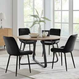 Furniturebox Fira Cesano 4 Seater Round Dining Set Black - Wilko - thumbnail 1