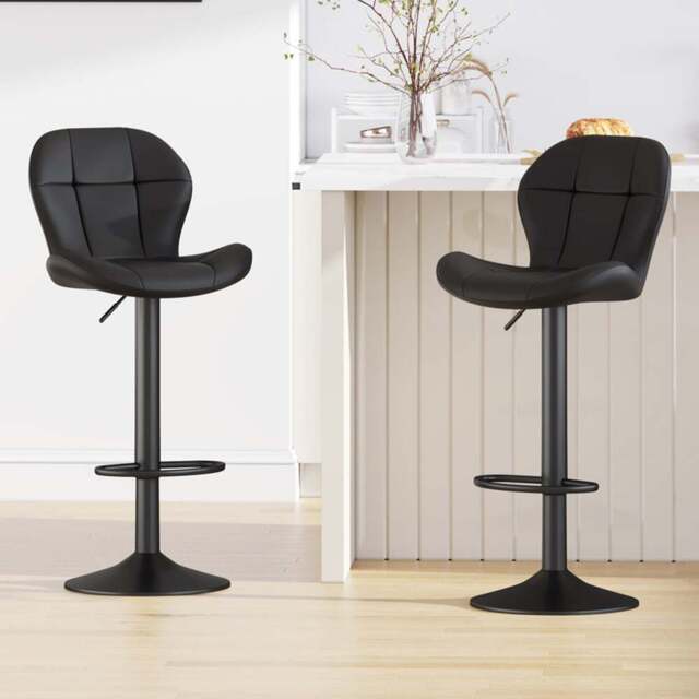 Stella Black Height Adjustable Bar Stool with Footrest Set of 2 - MCC - Wilko - image 1