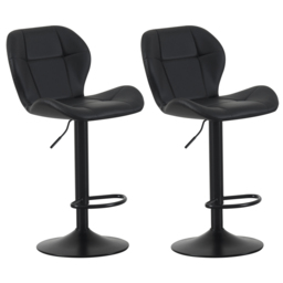 Stella Black Height Adjustable Bar Stool with Footrest Set of 2 - MCC - Wilko - thumbnail 3