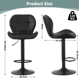 Stella Black Height Adjustable Bar Stool with Footrest Set of 2 - MCC - Wilko - thumbnail 6