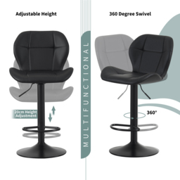 Stella Black Height Adjustable Bar Stool with Footrest Set of 2 - MCC - Wilko - thumbnail 5