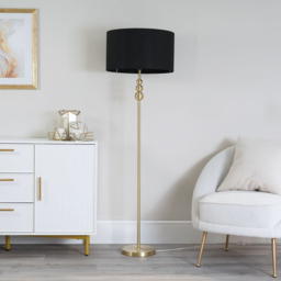 ValueLights Marissa Black Shade Gold Ball LED Floor Lamp - Size: 145 x 45 x 45cm - Wilko - thumbnail 6