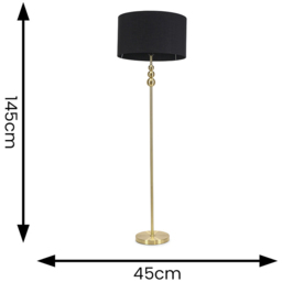 ValueLights Marissa Black Shade Gold Ball LED Floor Lamp - Size: 145 x 45 x 45cm - Wilko - thumbnail 7