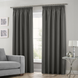 Intimates Faux Silk Charcoal Curtains 229 x 229cm - Size: W 229 x D 229cm - Grey - Wilko