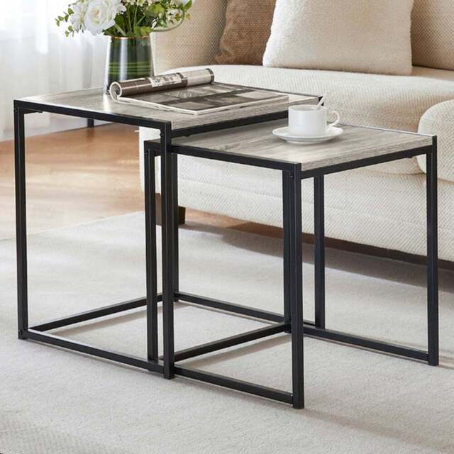 Vida Designs Brooklyn Grey Nest of Tables Set of 2 - Size: 45 x 45 x 50cm - Wilko - image 1