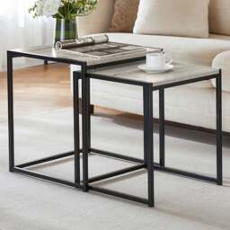 VIDA DESIGNS Brooklyn Grey Nest of Tables Set of 2 - Size: 45 x 45 x 50cm - Wilko