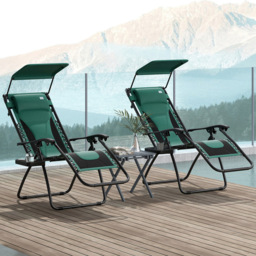 Outsunny Green Zero Gravity Folding Reclining Chair Set of 2 - Size: 113 x 65 x 89cm - Wilko - thumbnail 1