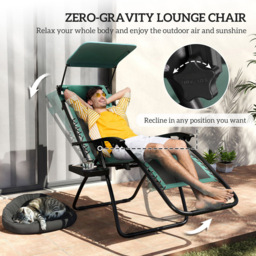 Outsunny Green Zero Gravity Folding Reclining Chair Set of 2 - Size: 113 x 65 x 89cm - Wilko - thumbnail 5